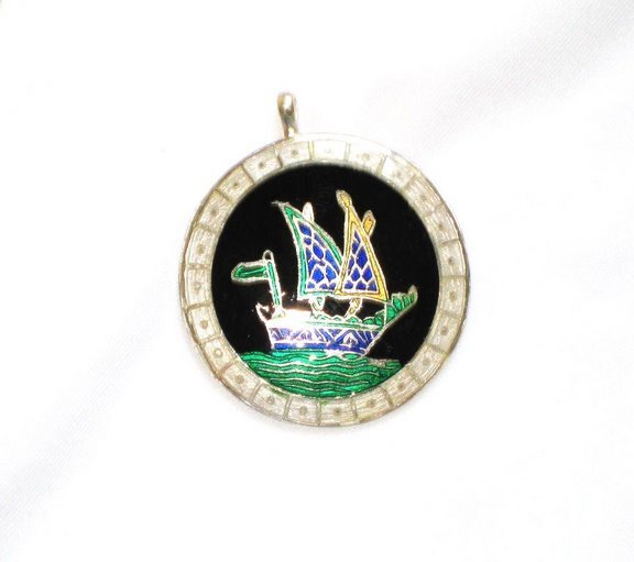 Enameled Pendant in Sterling Silver