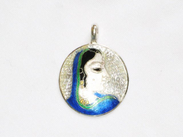 Enameled Pendant in Sterling Silver