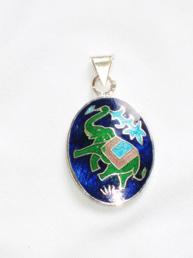 Double Sided Enameled Pendant in Sterling Silver