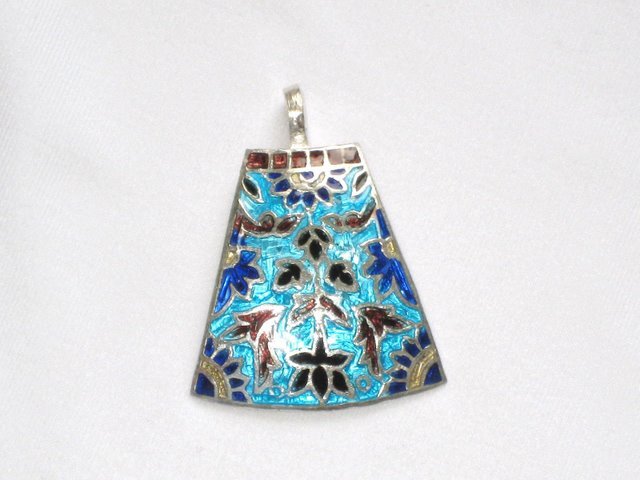 Enameled Pendant in Sterling Silver