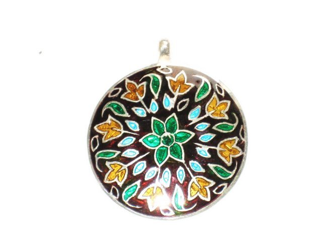 Enameled Pendant in Sterling Silver