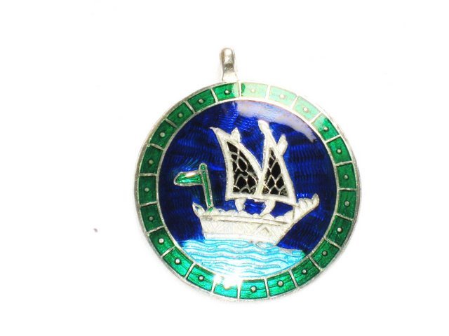 Enameled Pendant in Sterling Silver