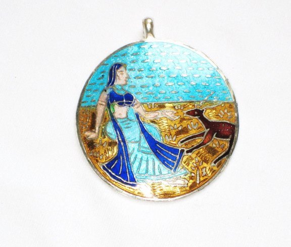 Enameled Pendant in Sterling Silver