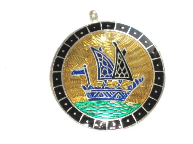 Enameled Pendant in Sterling Silver