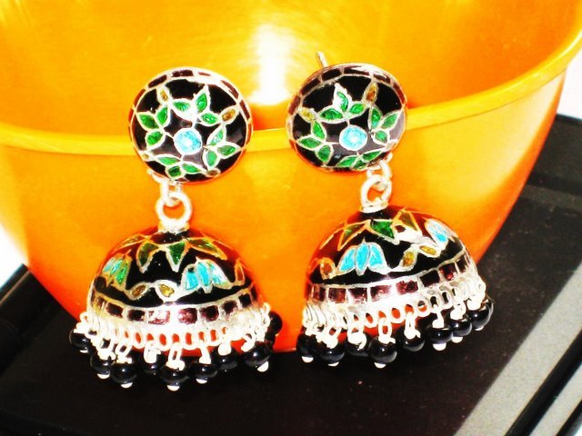 MN202 Enameled Earrings in Sterling Silver