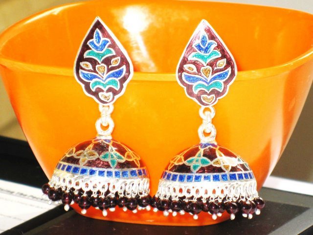MN213 Enameled Earrings in Sterling Silver