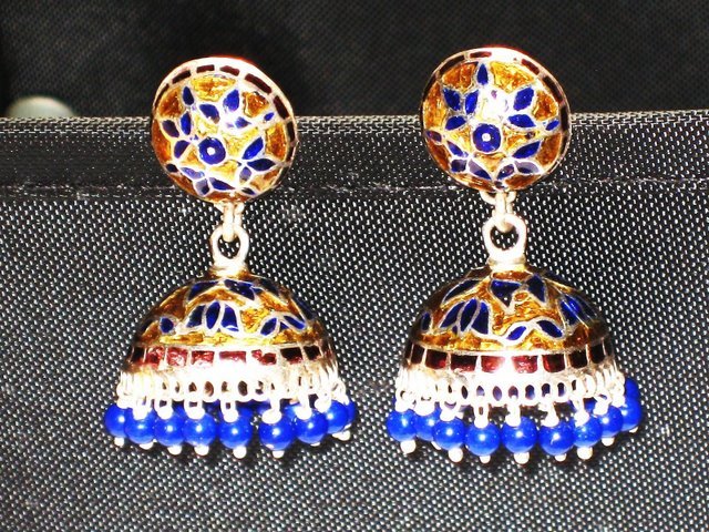 MN217 Enameled Meenakari Umbrella Chandeliers in Sterling Silver