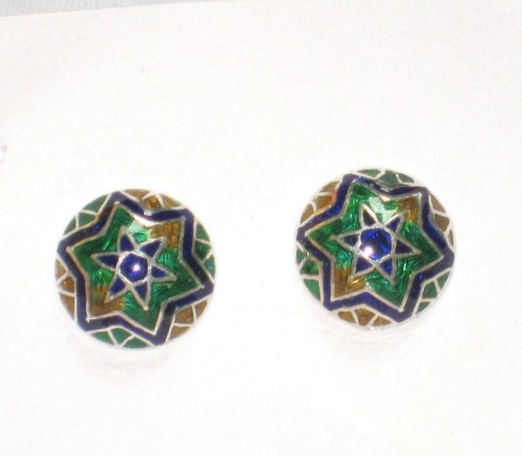 Enameled Earrings in Sterling Silver