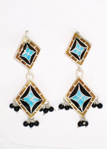 Enameled Earrings in Sterling Silver