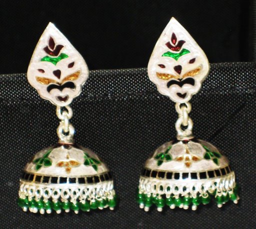 MN240 Enameled Meenakari Umbrella Chandeliers in Sterling Silver