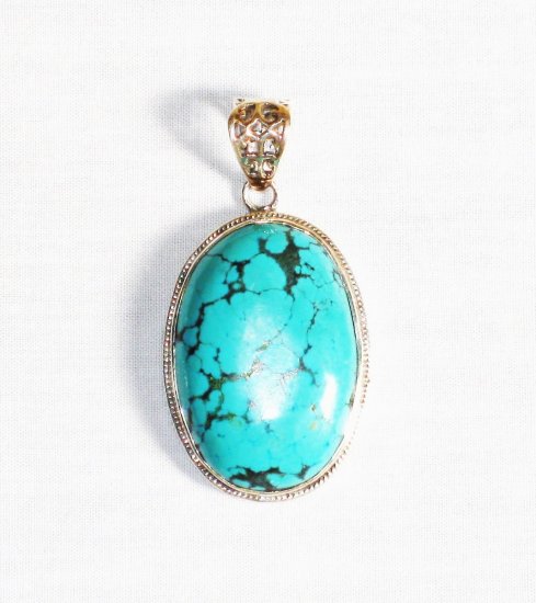 PN266 Turquoise Pendant in Sterling silver