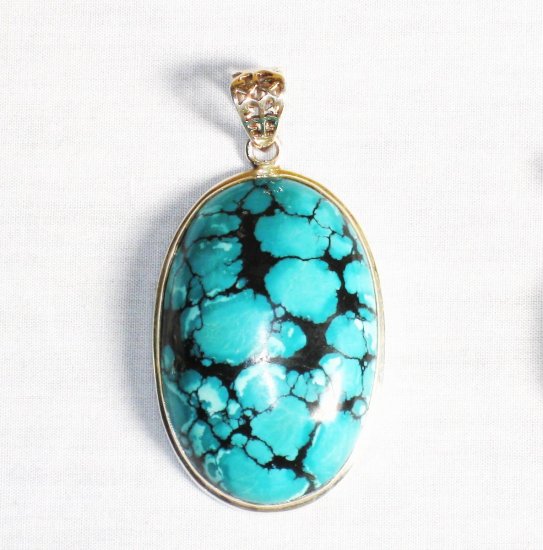 PN267 Turquoise Pendant in Sterling silver