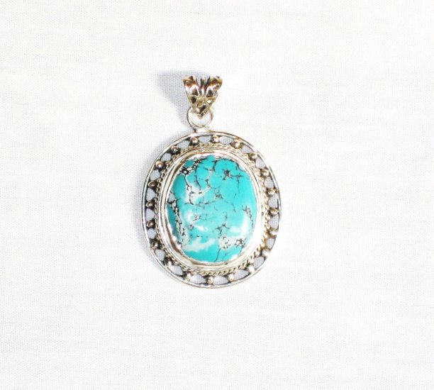 PN292 Turquoise Pendant in Sterling silver