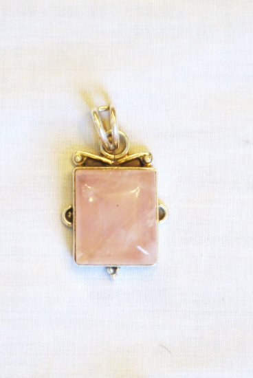 PN501 Rose Quartz Pendant in Sterling Silver