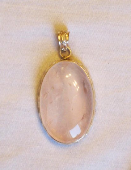 PN508 Rose Quartz Pendant in Sterling Silver