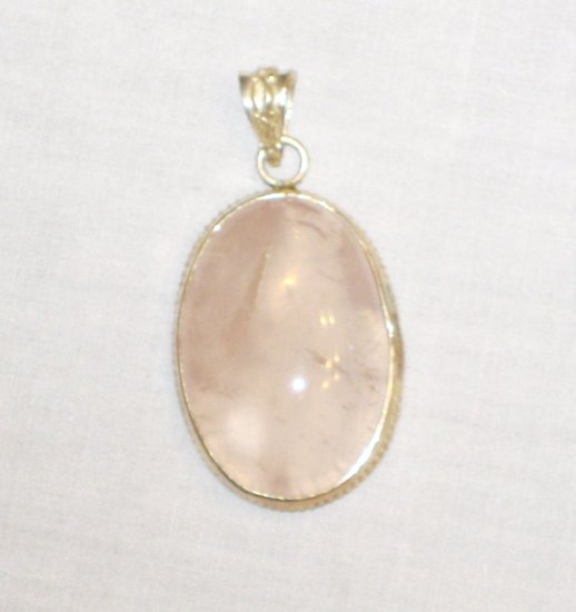 PN532 Rose Quartz Pendant in Sterling Silver