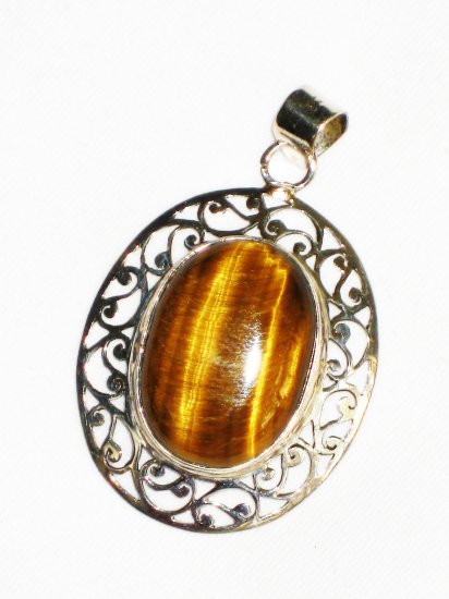 ST631 Tiger's Eye Pendant in Sterling Silver