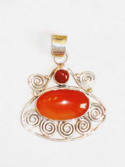 PN060 Carnelian Pendant in Sterling Silver