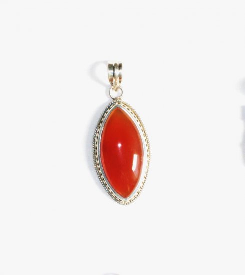PN127 Carnelian Pendant in Sterling Silver