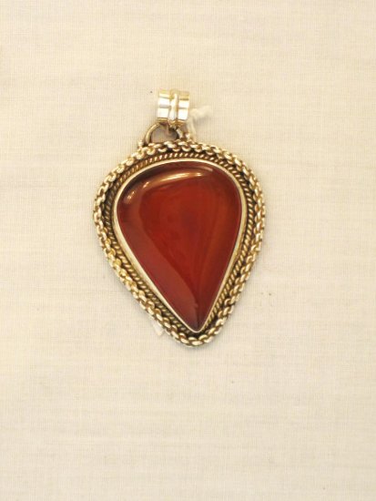 PN385 Carnelian Pendant in Sterling Silver