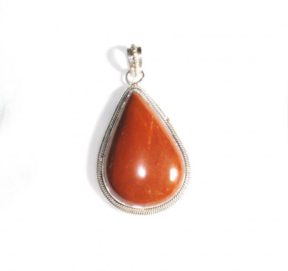 PN125 Red Jasper Pendant in Sterling Silver