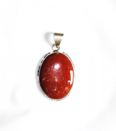 PN145 Red Jasper Pendant in Sterling Silver