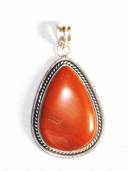 PN301 Red Jasper Pendant in Sterling Silver