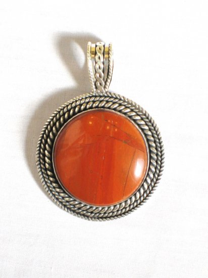 PN312 Red Jasper Pendant in Sterling Silver