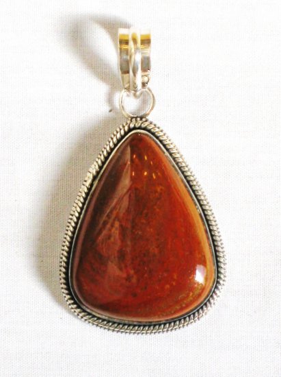 PN321 Red Jasper Pendant in Sterling Silver