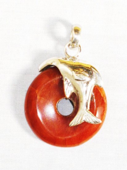 PN323 Red Jasper Pendant in Sterling Silver