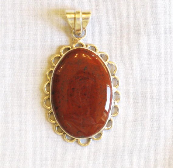 PN412 Red Jasper Pendant in Sterling Silver