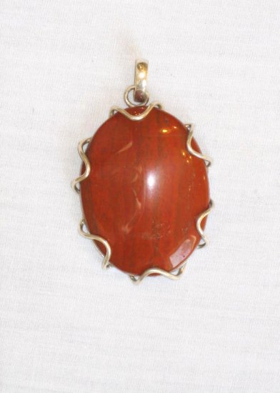 PN459 Red Jasper Pendant in Sterling Silver