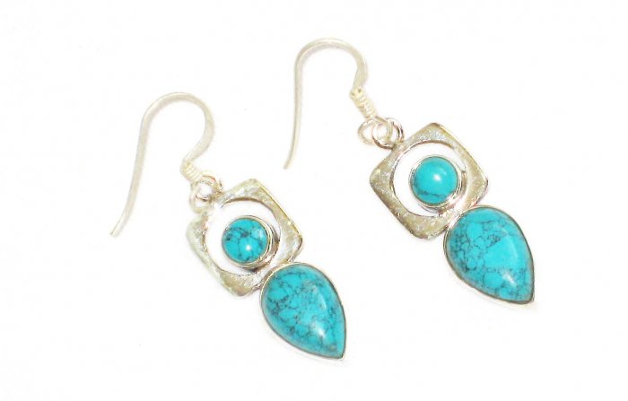 ST606 Turquoise Earrings Set in Sterling Silver