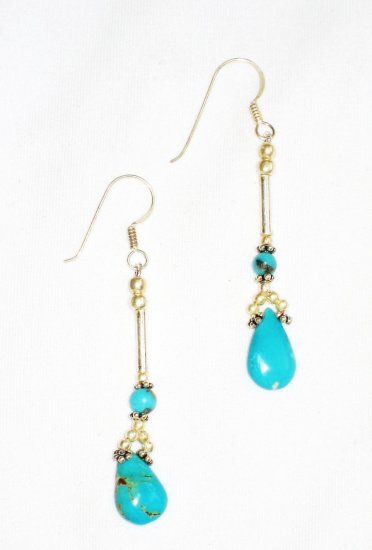 ST614 Turquoise Earrings Set in Sterling Silver