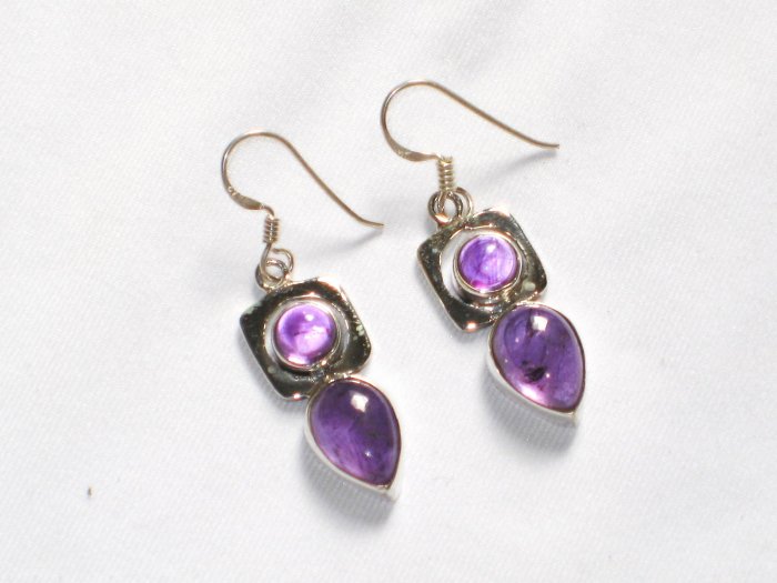 ER054 Amethyst Earrings set in sterling silver