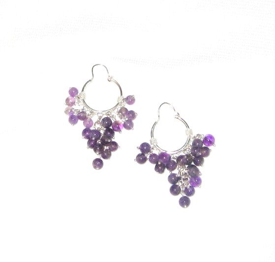 ST379 Amethyst Earrings set in sterling silver