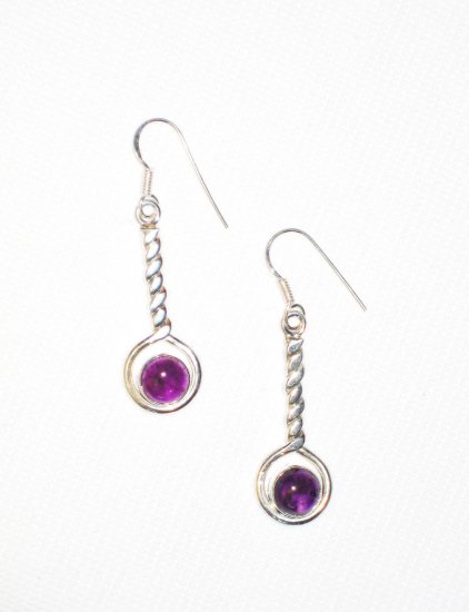 ST388 Amethyst Earrings set in sterling silver