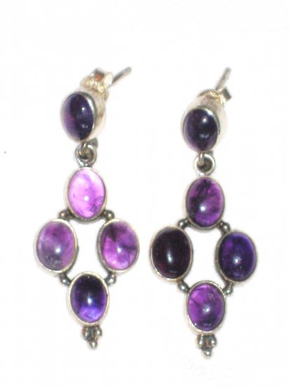 ST400 Amethyst Earrings set in sterling silver