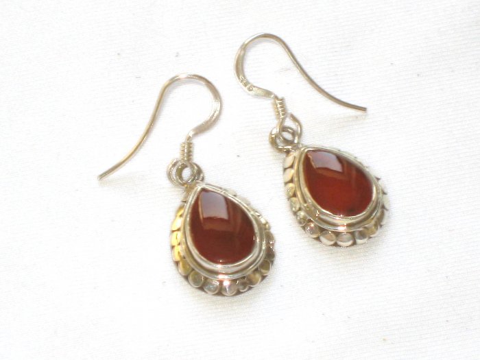 ER013 Carnelian Earrings set in sterling silver