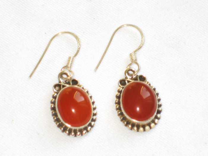 ER015 Carnelian Earrings set in sterling silver