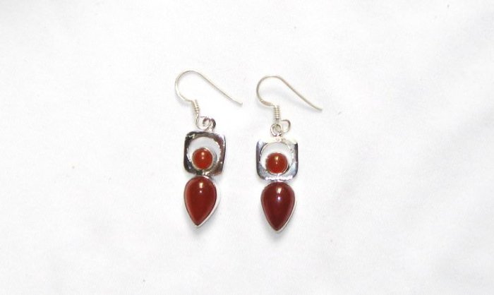 ER051 Carnelian Earrings set in sterling silver