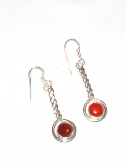 ST389 Carnelian Earrings set in sterling silver