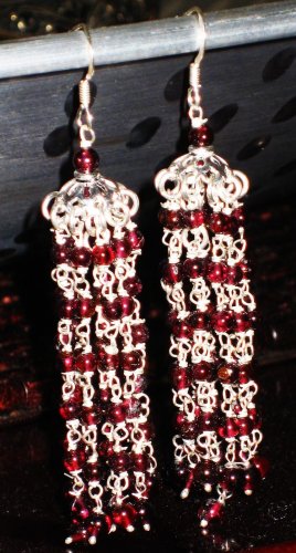 ST382 Garnet Earrings set in sterling silver