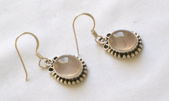 ER016 Rose Quartz Earrings set in sterling silver