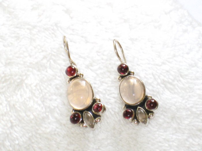 ER092 Rose Quartz Earrings set in sterling silver