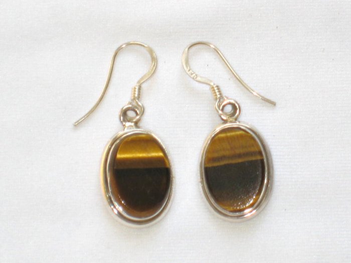 ER004 Tiger's Eye Earrings set in sterling silver