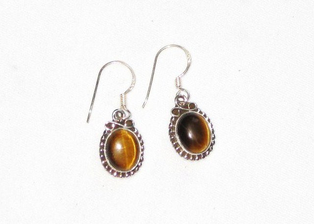 ER021 Tiger's Eye Earrings set in sterling silver