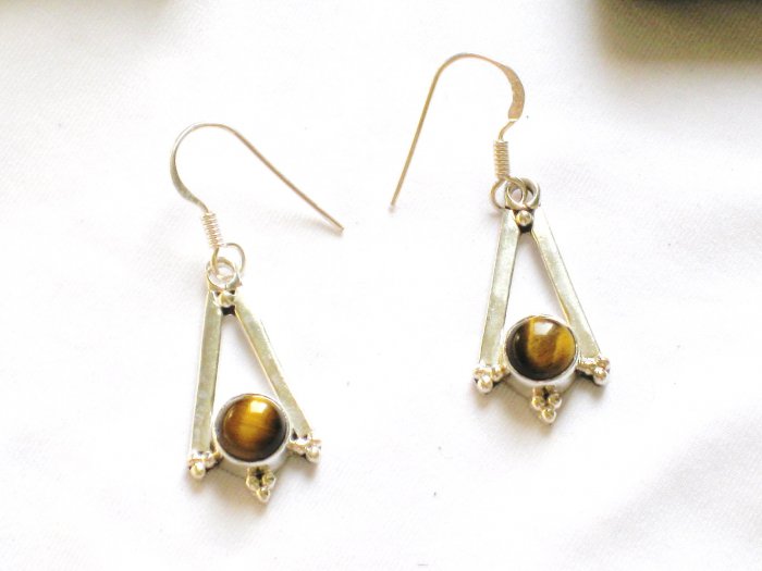 ER094 Tiger's Eye Earrings set in sterling silver