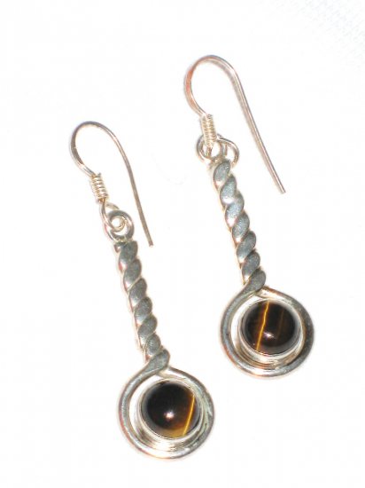 ST394 Tiger's Eye Earrings set in sterling silver