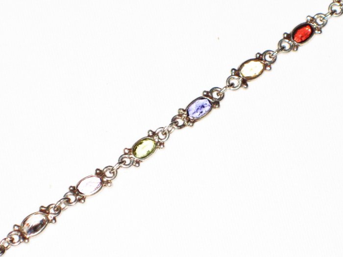 ST584 Mixed Cut Stones Bracelet in Sterling Silver